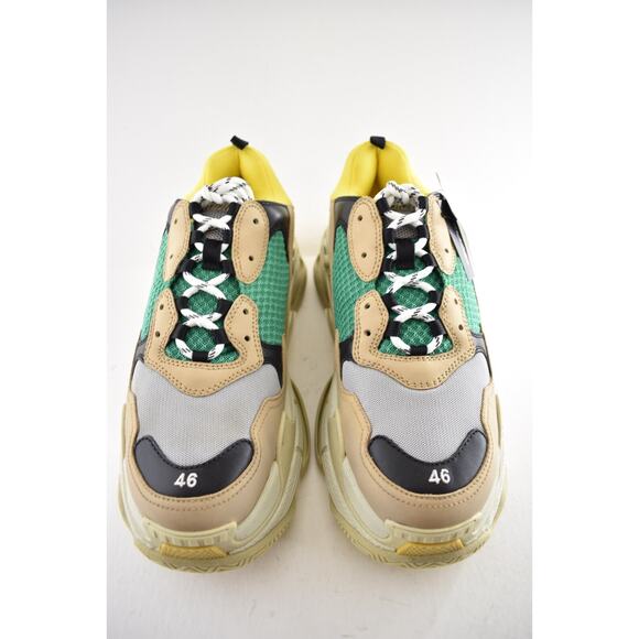 Balenciaga Triple S Sneakers Beige Green Yellow 2018 Reissue Flat Platform 46 13 - Picture 11 of 15